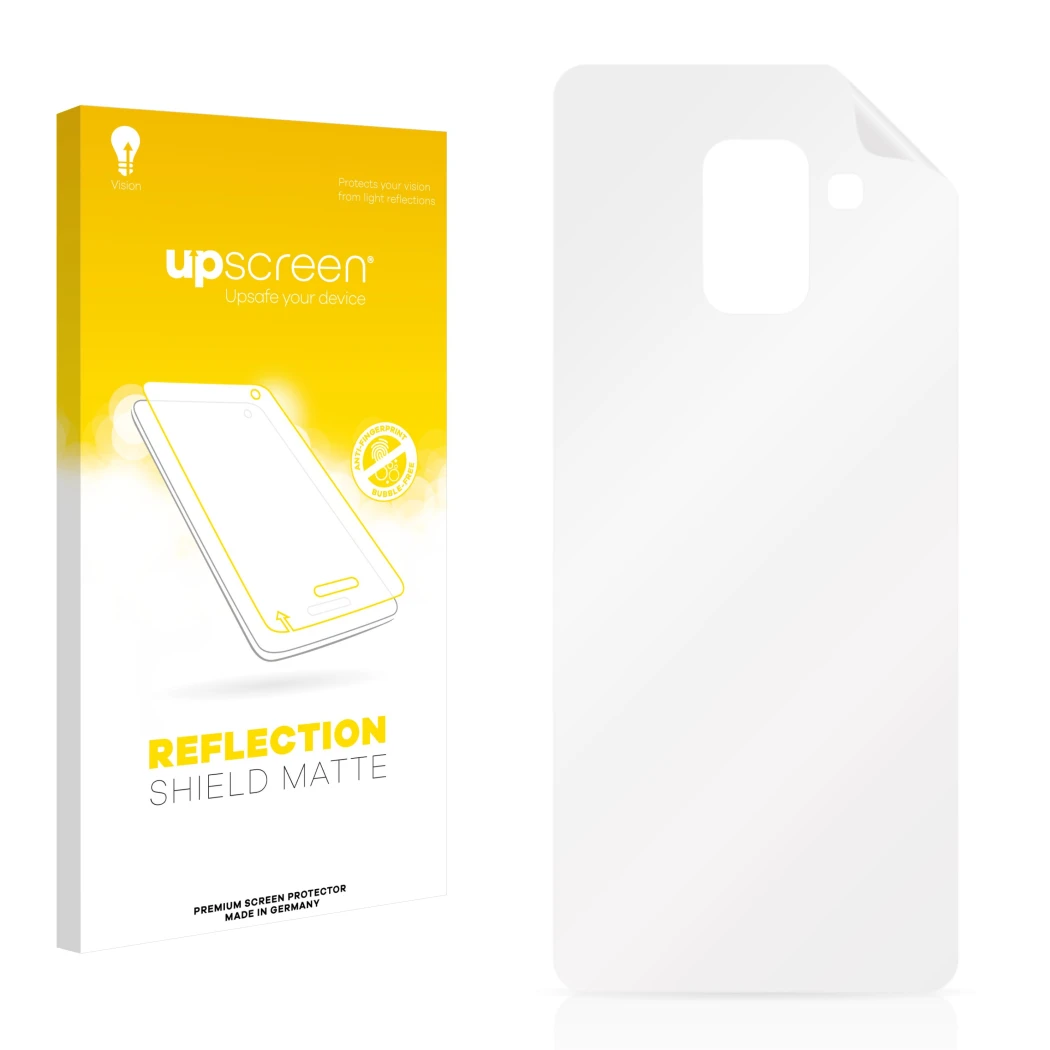 Front side of a product packaging with the brand logo upscreen. Next to it is the corresponding screen protector.