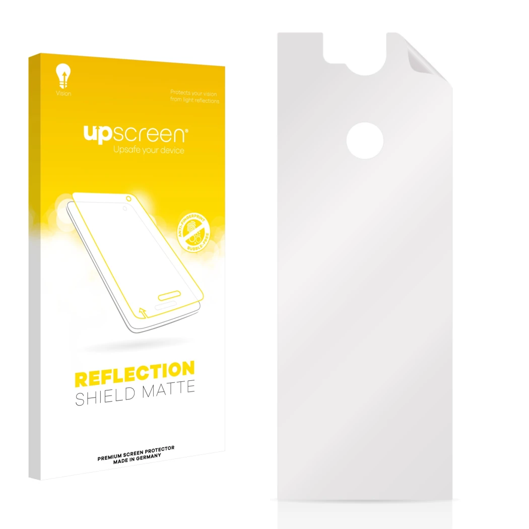 Front side of a product packaging with the brand logo upscreen. Next to it is the corresponding screen protector.