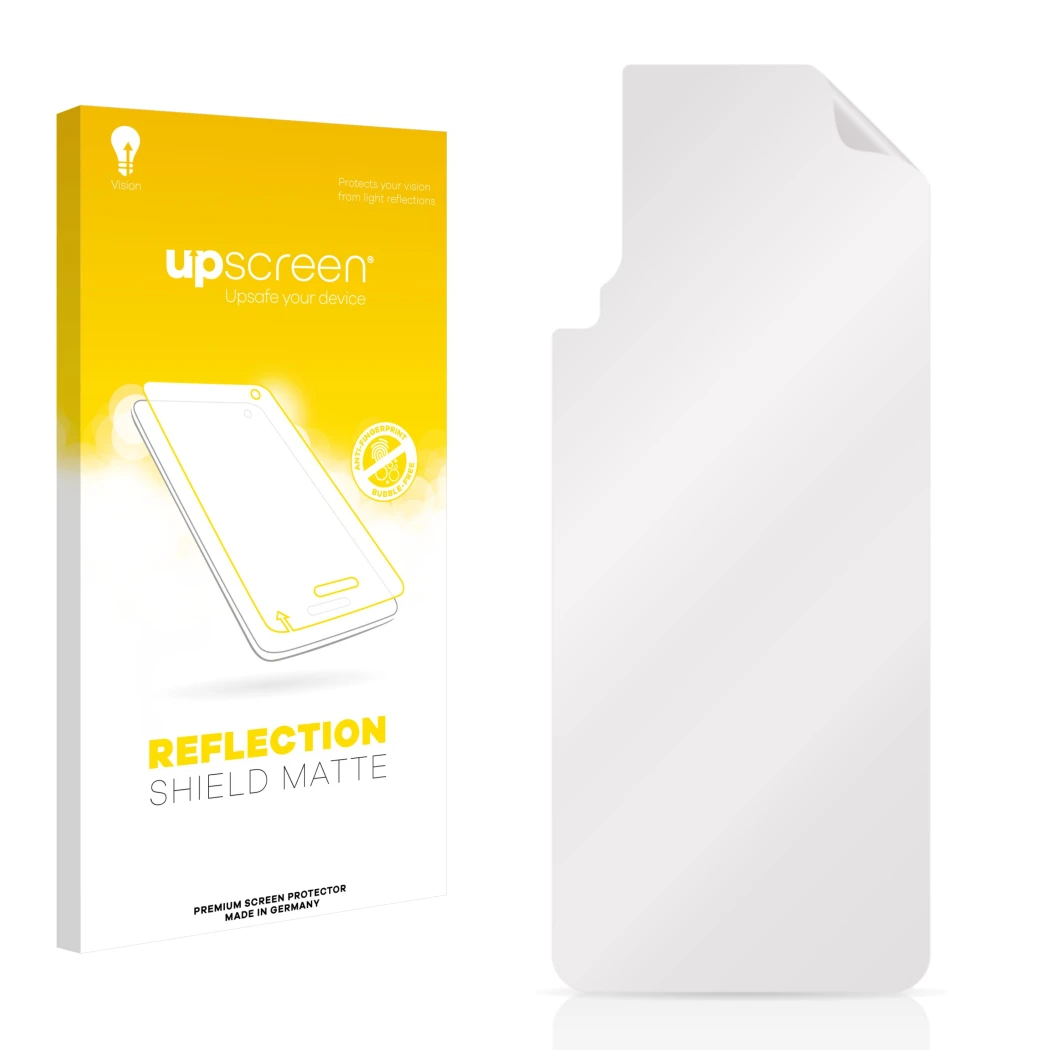 Front side of a product packaging with the brand logo upscreen. Next to it is the corresponding screen protector.