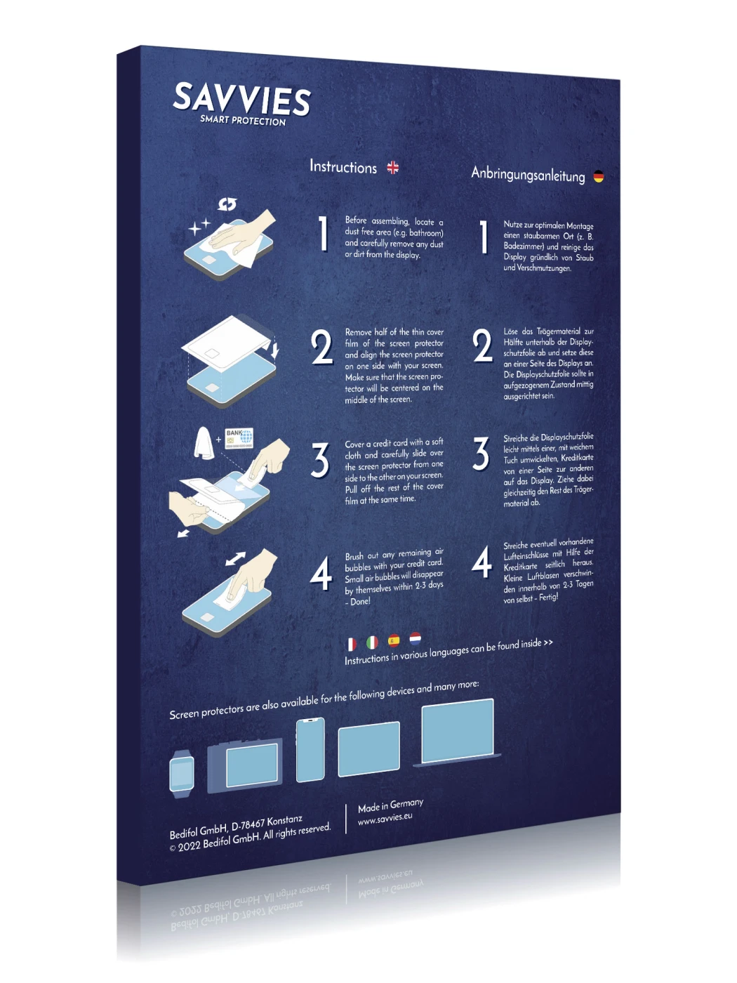 Back side of a product packaging with the brand logo Savvies