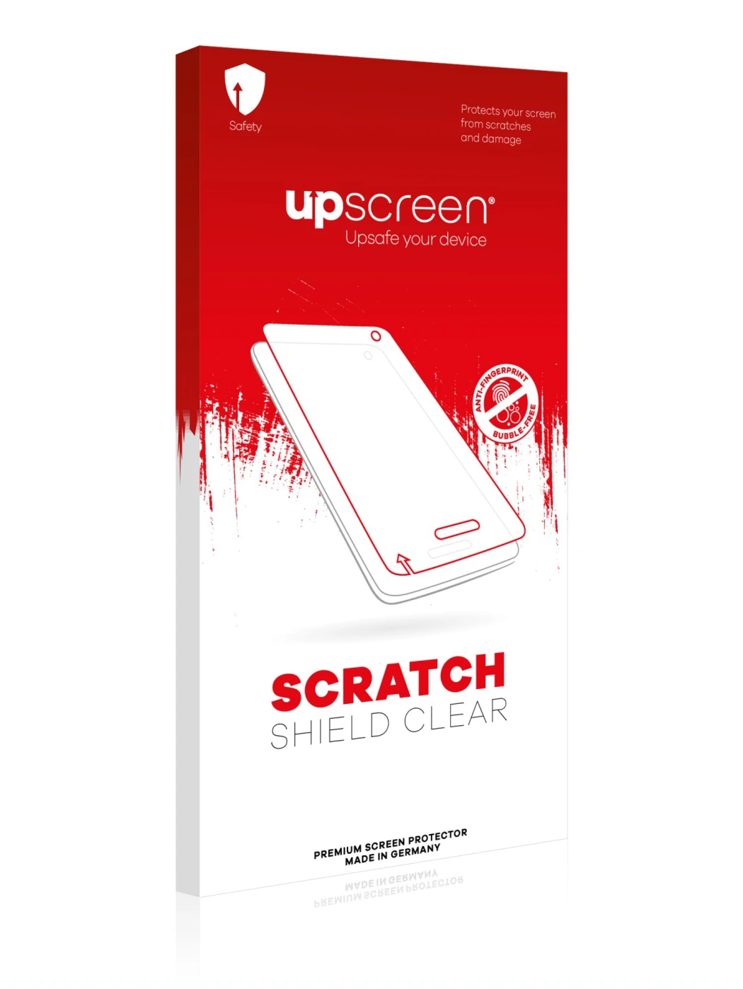 Front side of a product packaging with the brand logo upscreen