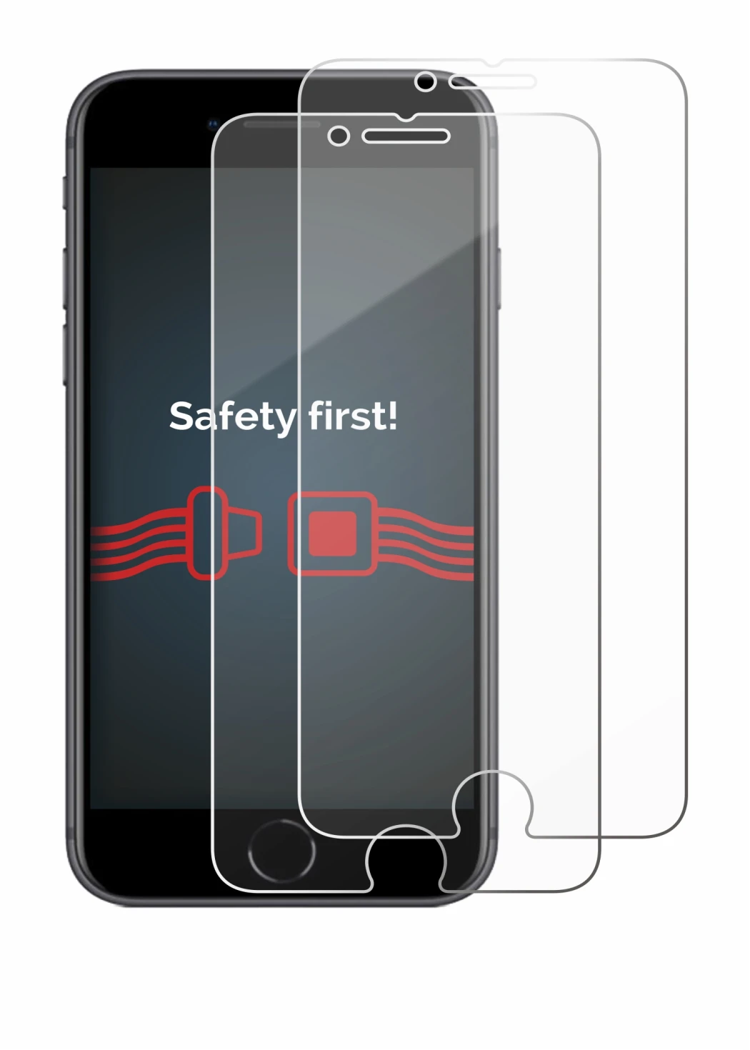 Image of the device Apple iPhone 8 with a wide variety of screen protectors.