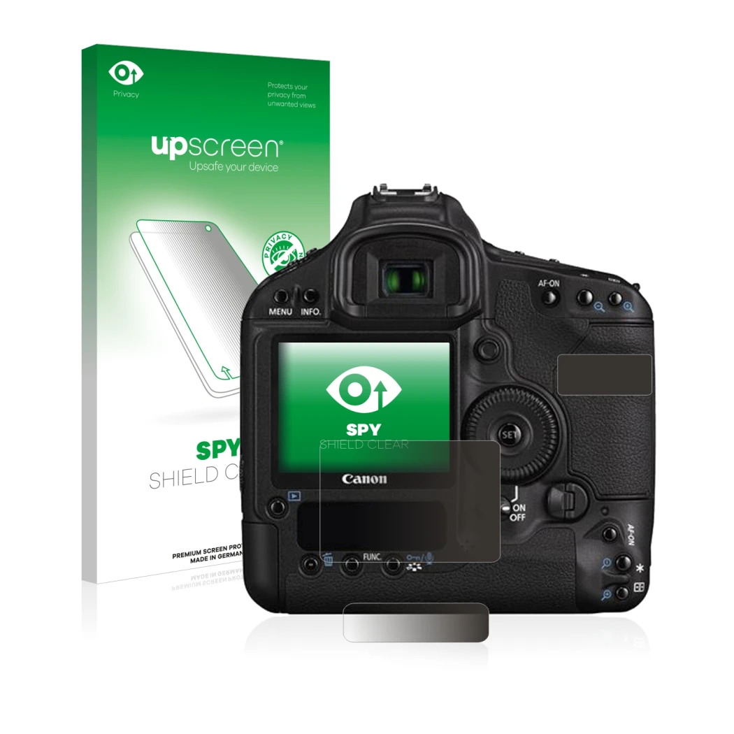 Front side of a product packaging with the brand logo upscreen. Next to it is the device Canon EOS 1D Mark III shown with the