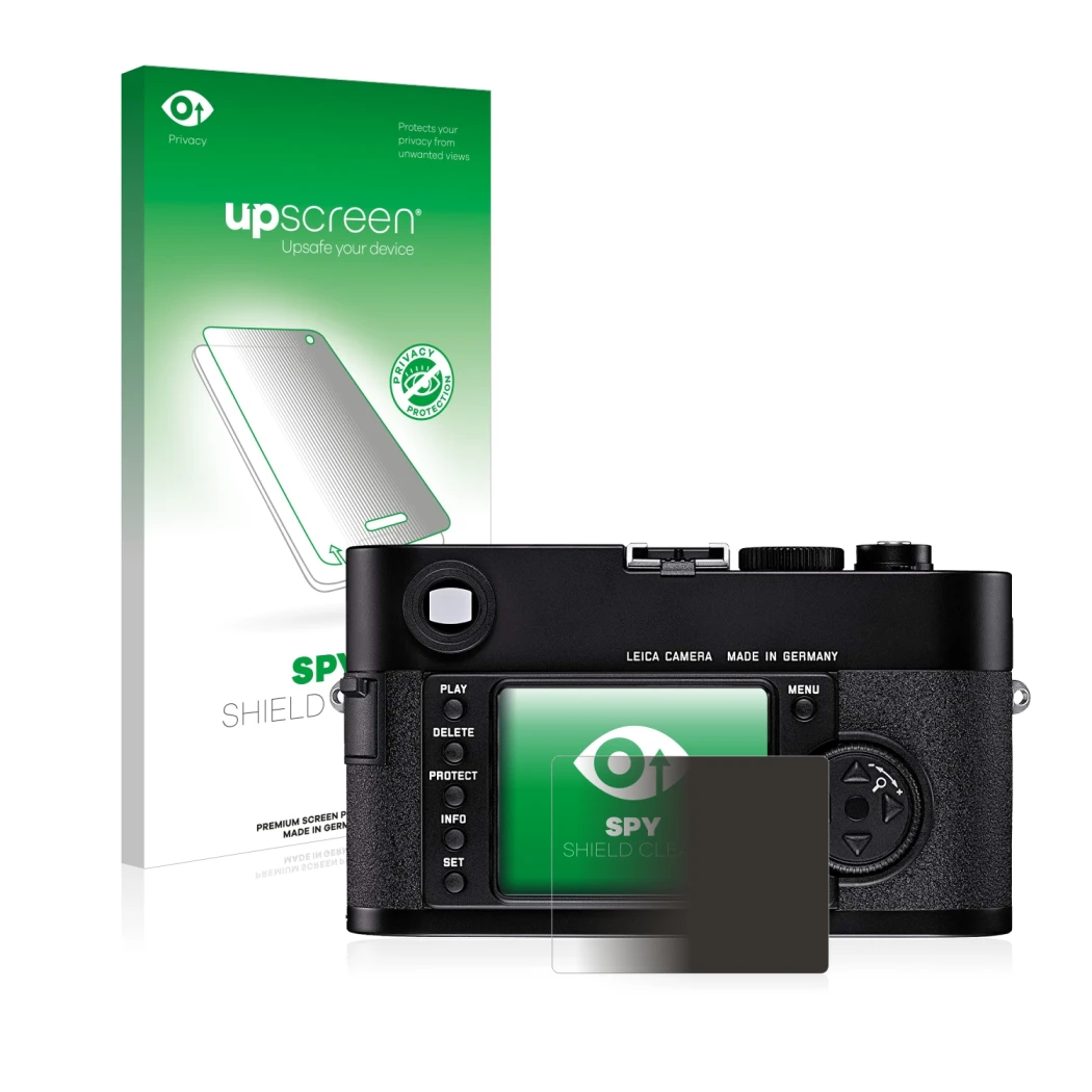 Front side of a product packaging with the brand logo upscreen. Next to it is the device Leica M8 shown with the corresponding