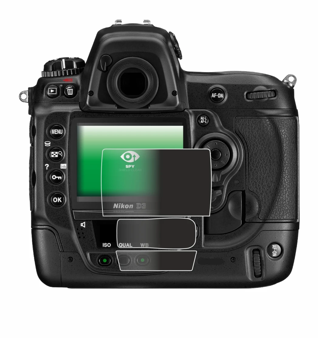 Image of the device Nikon D3 with a wide variety of screen protectors.
