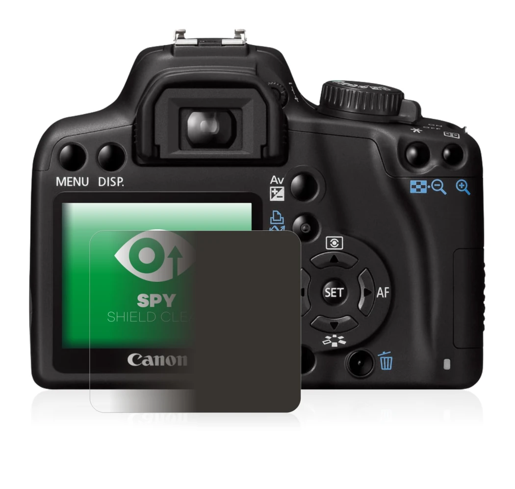 Image of the device Canon EOS 1000D with a wide variety of screen protectors.