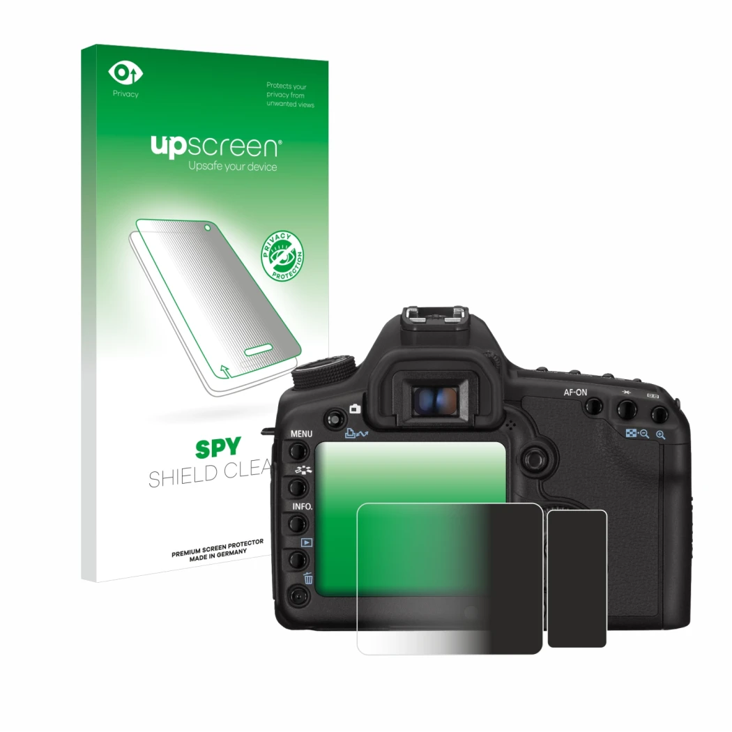 Front side of a product packaging with the brand logo upscreen. Next to it is the device Canon EOS 5D Mark II shown with the c