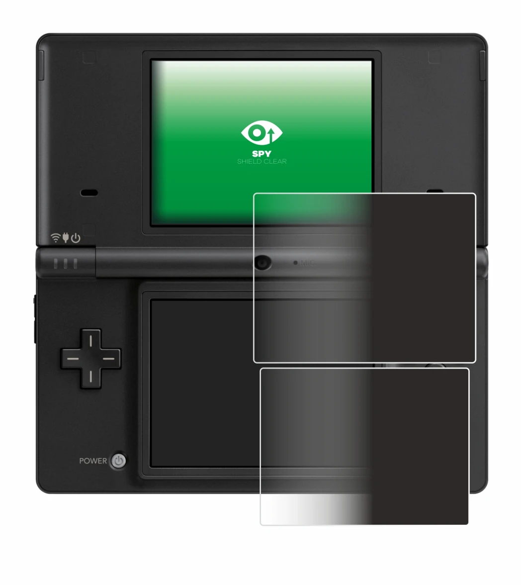 Image of the device Nintendo DSi with a wide variety of screen protectors.