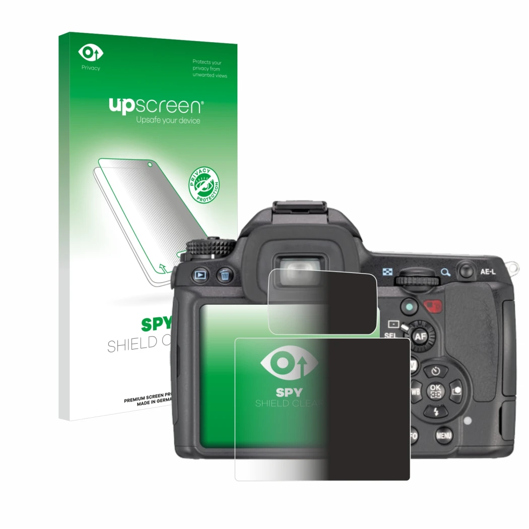 Front side of a product packaging with the brand logo upscreen. Next to it is the device Pentax K7, K-7 shown with the corresp
