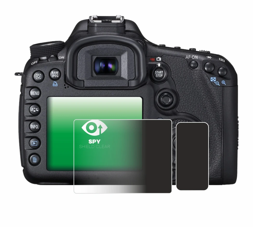 Image of the device Canon EOS 7D with a wide variety of screen protectors.