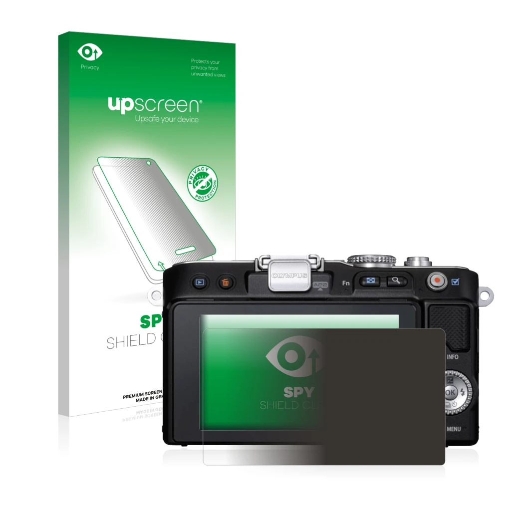 Front side of a product packaging with the brand logo upscreen. Next to it is the device Olympus PEN E-PL3 shown with the corr