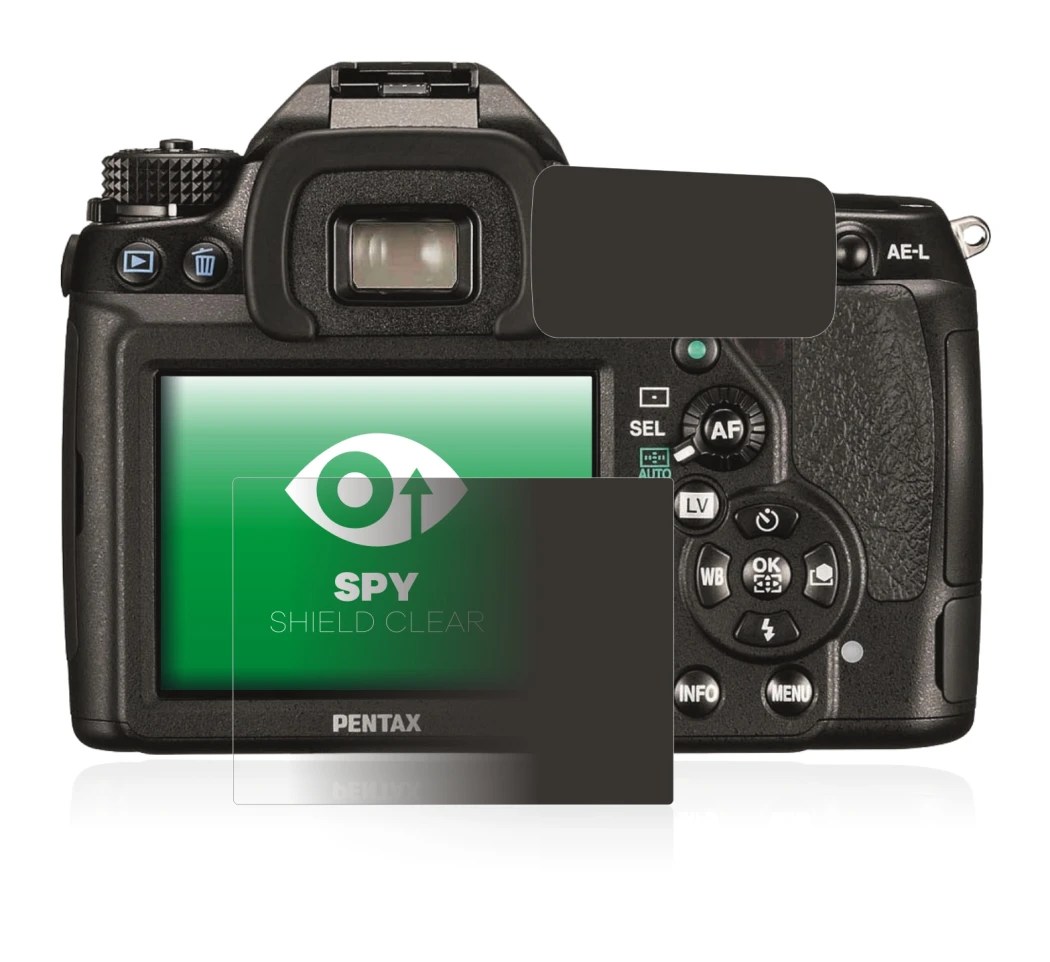 Image of the device Pentax K5II, K-5II with a wide variety of screen protectors.