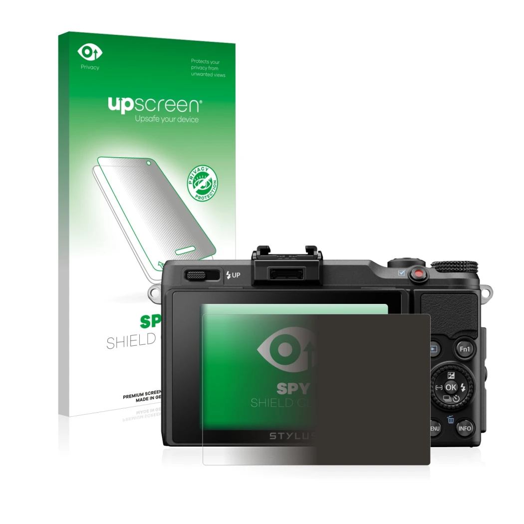 Front side of a product packaging with the brand logo upscreen. Next to it is the device Olympus Stylus XZ-2 shown with the co