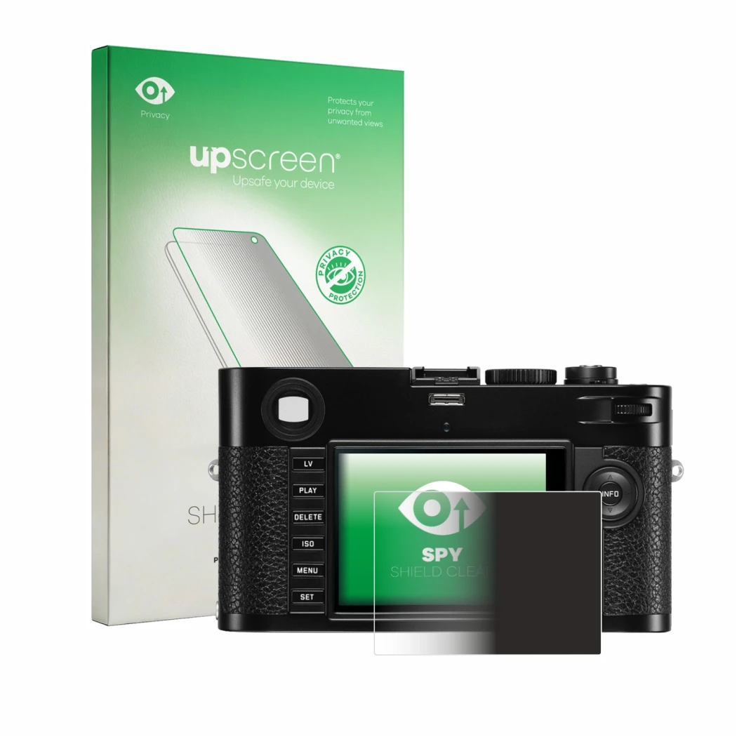 Front side of a product packaging with the brand logo upscreen. Next to it is the device Leica M (Typ 240) shown with the corr