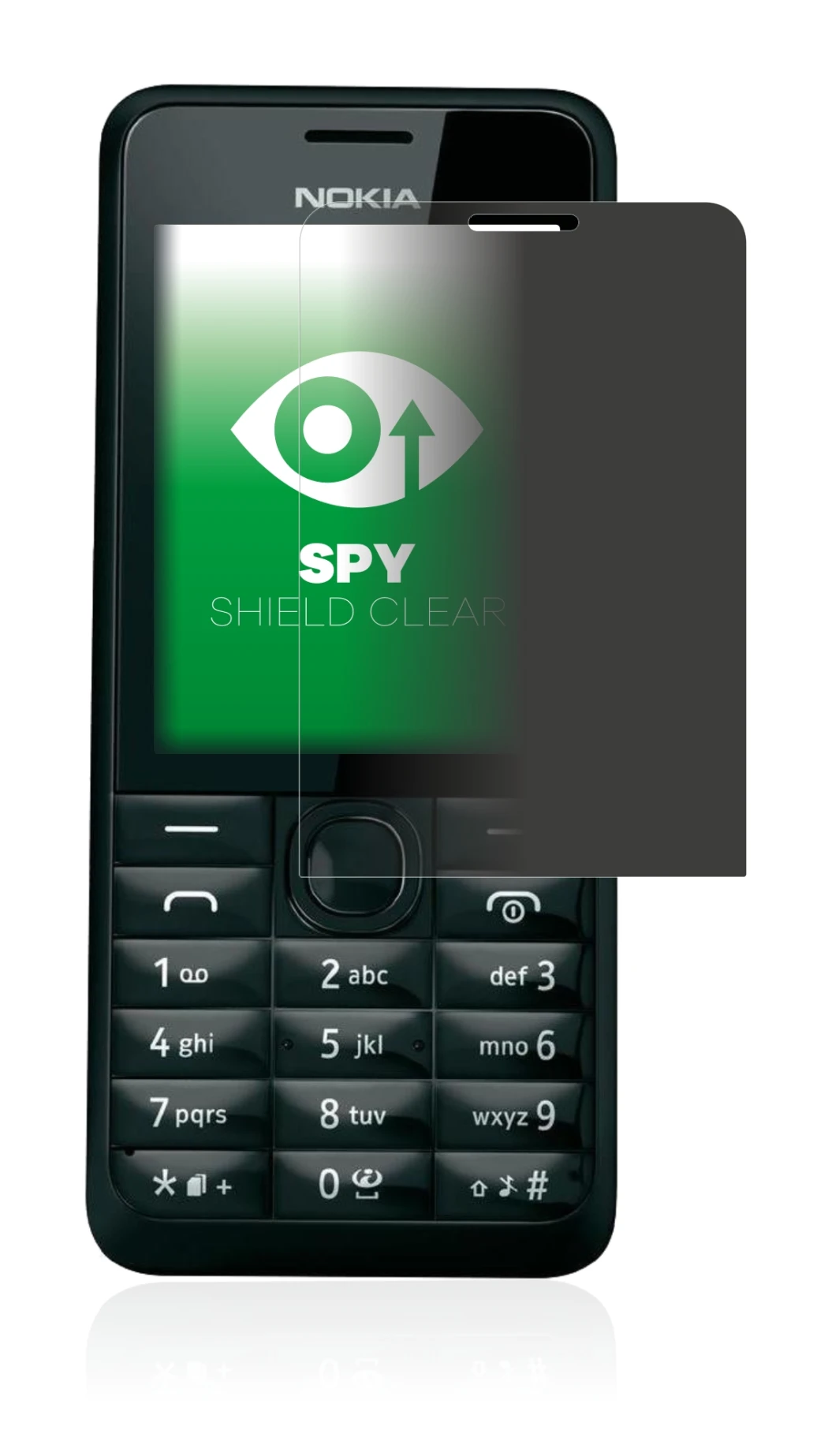 Image of the device Nokia 301 with a wide variety of screen protectors.