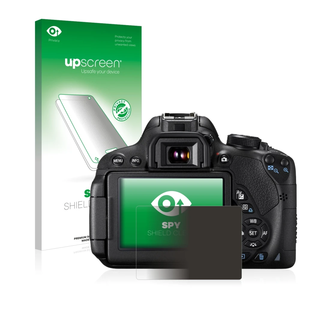 Front side of a product packaging with the brand logo upscreen. Next to it is the device Canon EOS 700D shown with the corresp