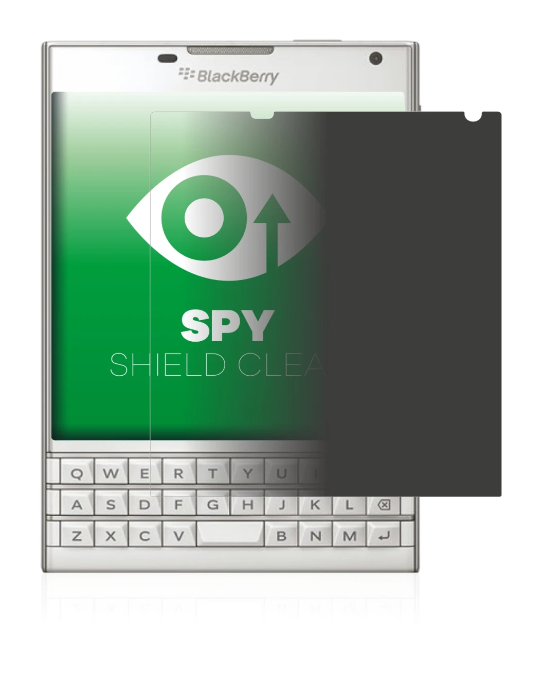 Image of the device BlackBerry Passport with a wide variety of screen protectors.