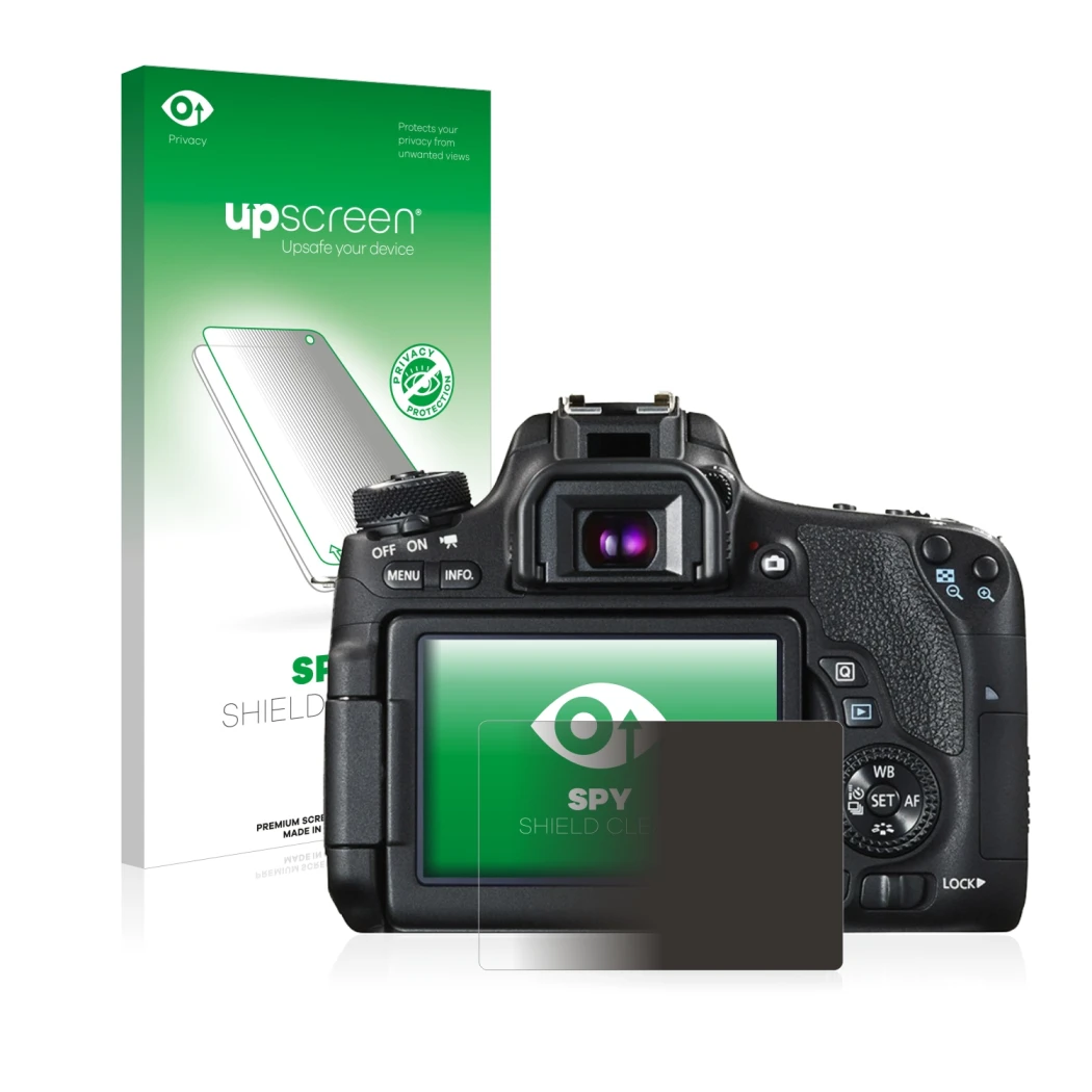 Front side of a product packaging with the brand logo upscreen. Next to it is the device Canon EOS 760D shown with the corresp