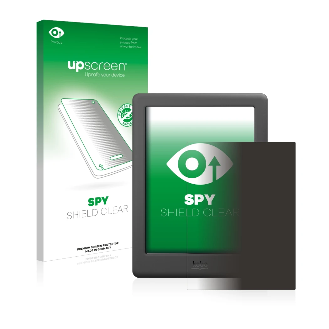 Front side of a product packaging with the brand logo upscreen. Next to it is the device Kobo Glo HD shown with the correspond