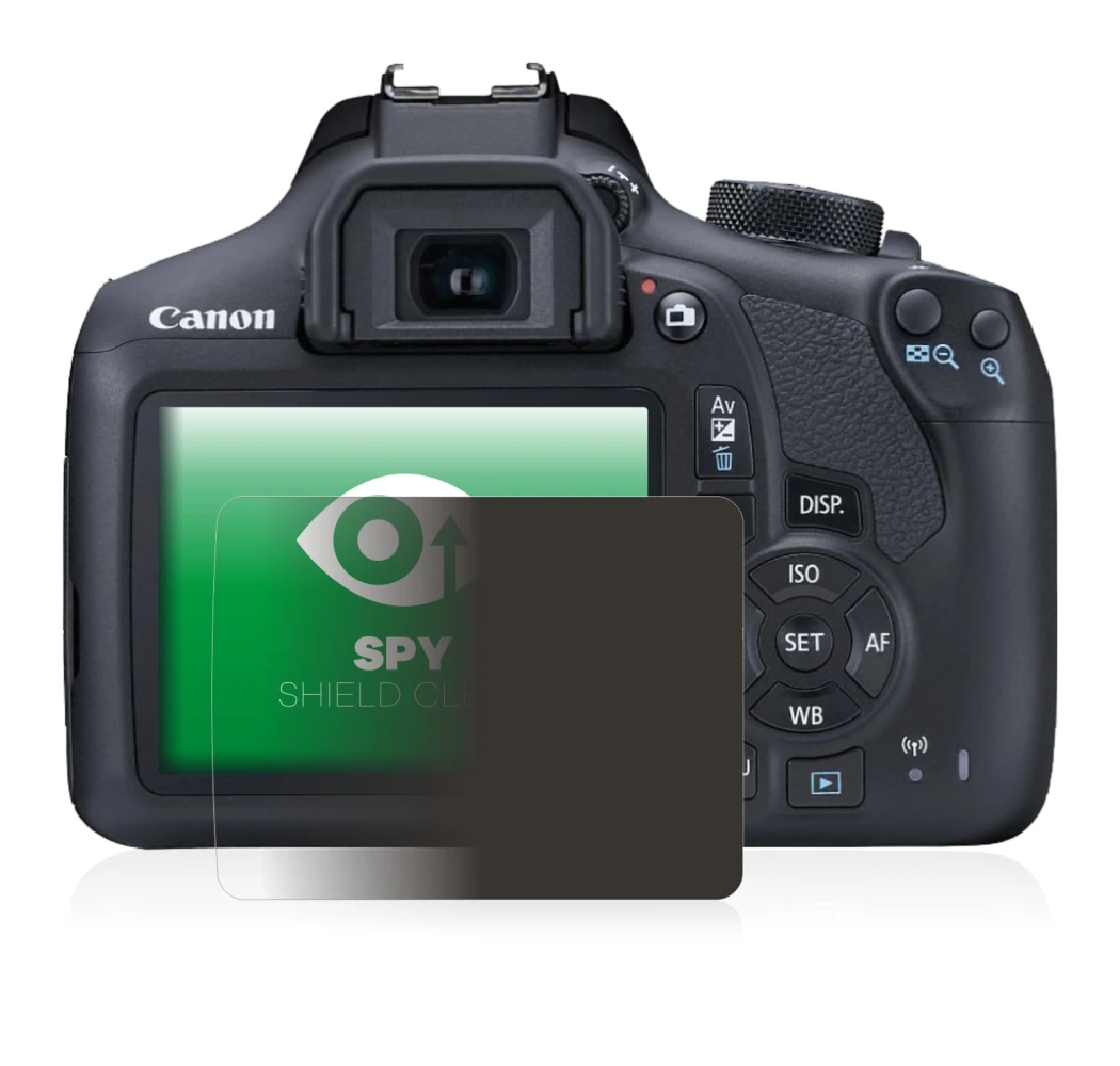 Image of the device Canon EOS 1300D with a wide variety of screen protectors.