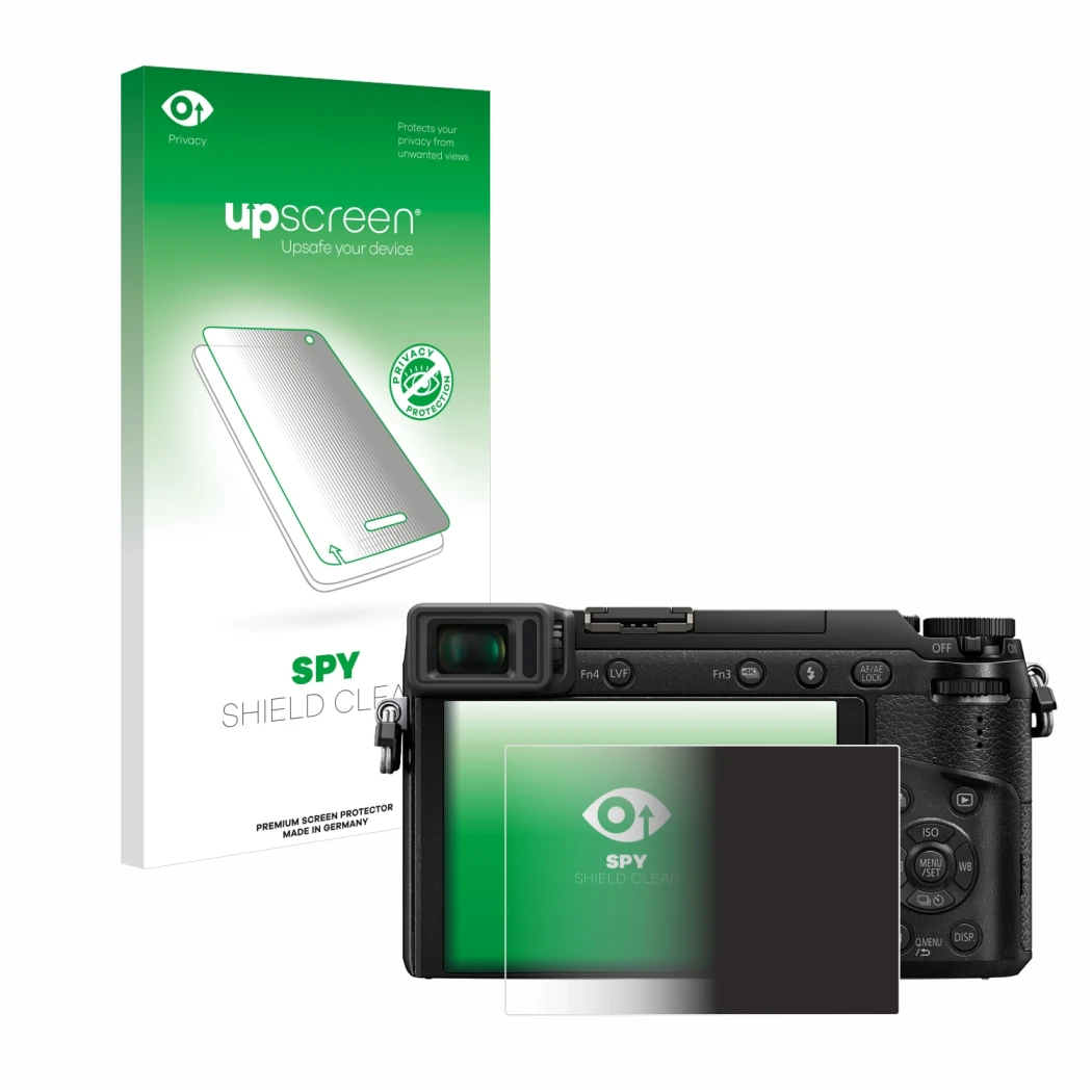 Front side of a product packaging with the brand logo upscreen. Next to it is the device Panasonic Lumix DMC-GX80 shown with t