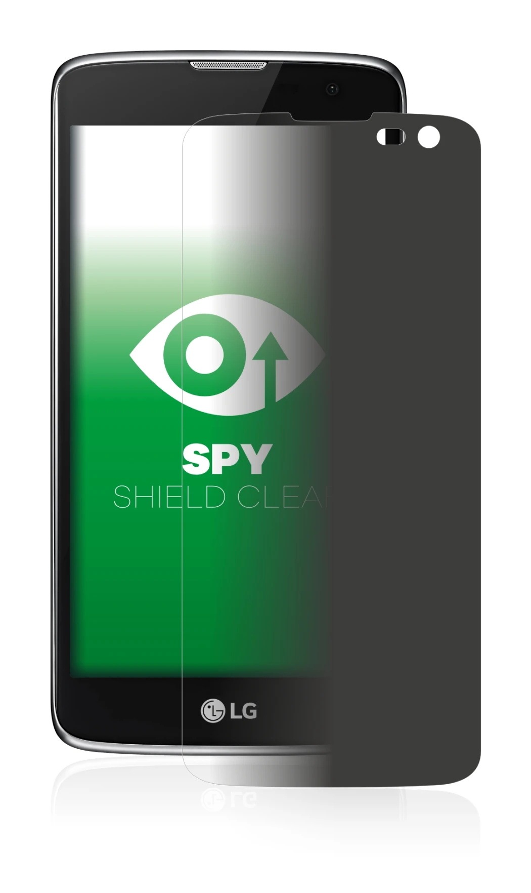 Image of the device LG K7 (camera right only) with a wide variety of screen protectors.