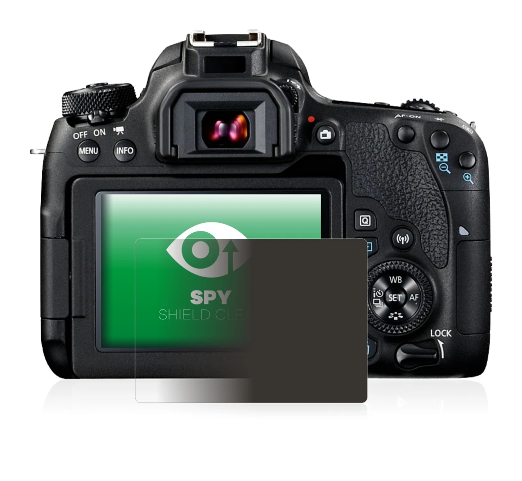 Image of the device Canon EOS 77D with a wide variety of screen protectors.