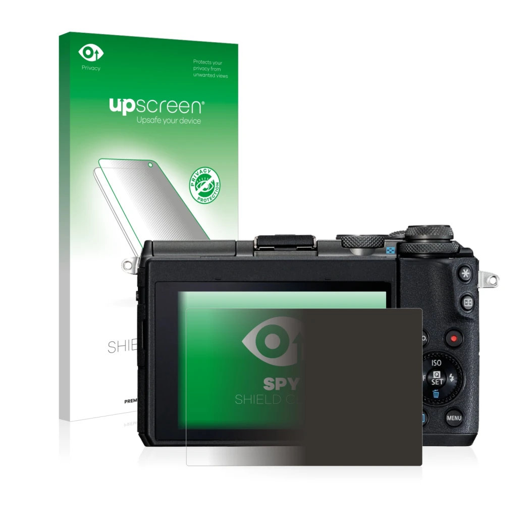 Front side of a product packaging with the brand logo upscreen. Next to it is the device Canon EOS M6 shown with the correspon