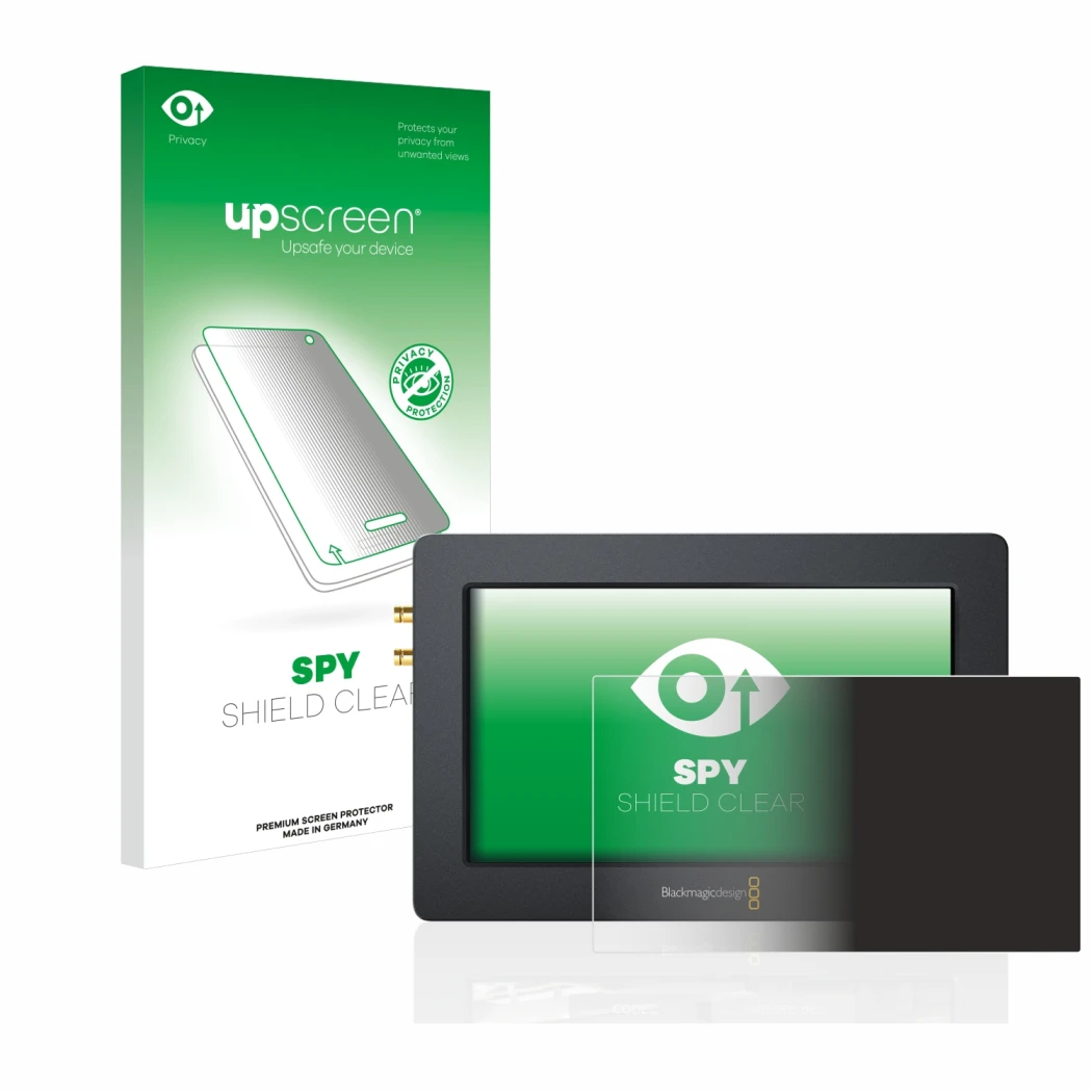 Front side of a product packaging with the brand logo upscreen. Next to it is the device Blackmagic Design Video Assist (5.0)