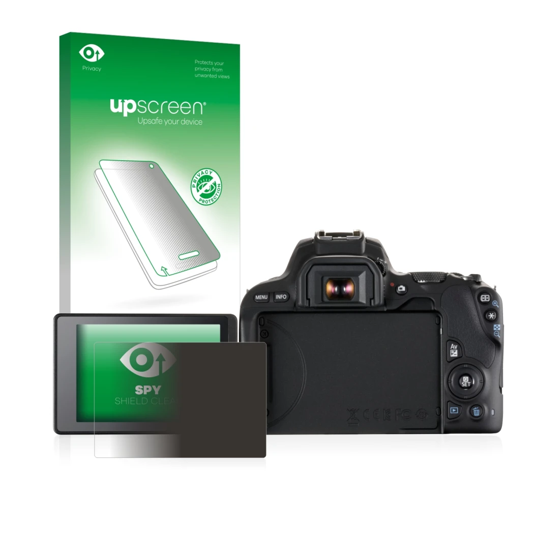 Front side of a product packaging with the brand logo upscreen. Next to it is the device Canon EOS 200D shown with the corresp