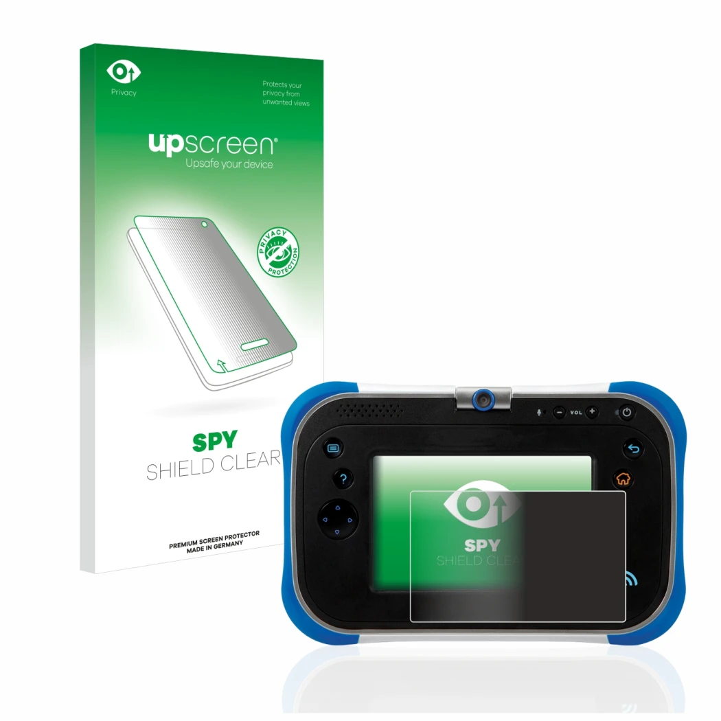 Front side of a product packaging with the brand logo upscreen. Next to it is the device Vtech Storio Max 2.0 shown with the c