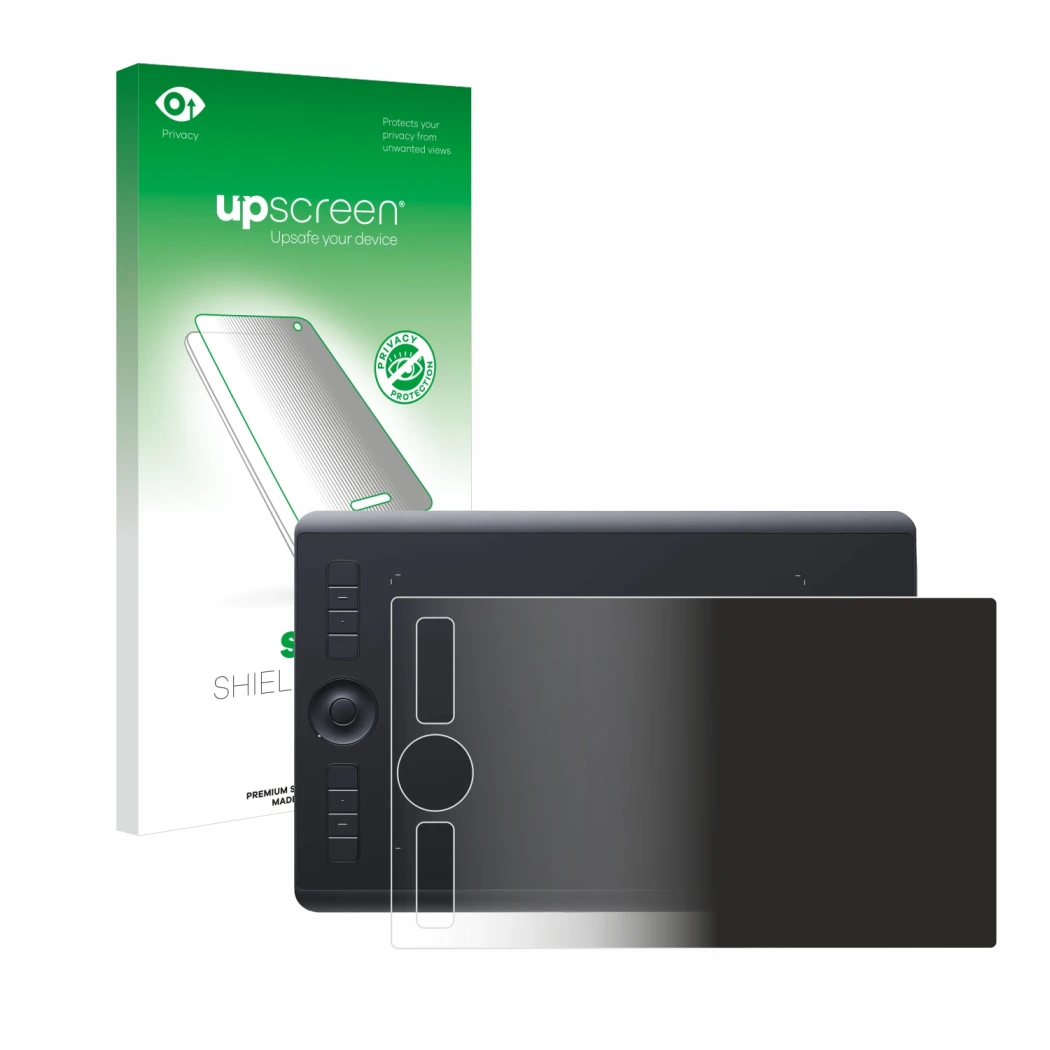 Front side of a product packaging with the brand logo upscreen. Next to it is the device Wacom Intuos Pro M (2017) shown with