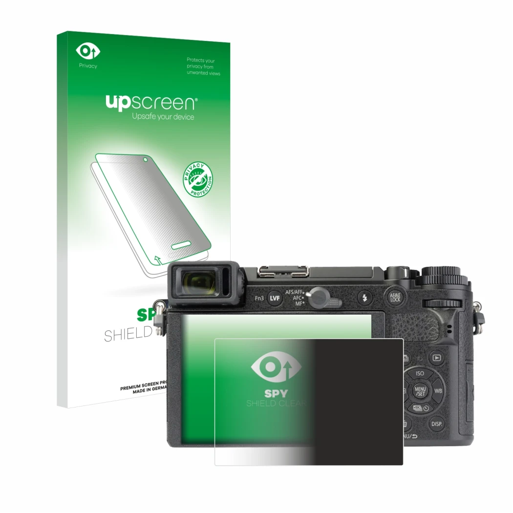 Front side of a product packaging with the brand logo upscreen. Next to it is the device Panasonic Lumix DC-GX9 shown with the