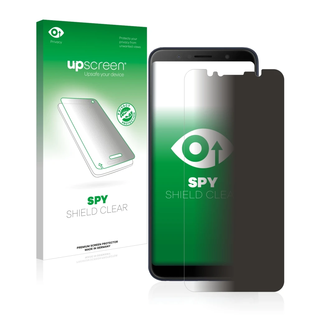 Front side of a product packaging with the brand logo upscreen. Next to it is the device ASUS ZenFone Max Pro (M1) shown with 