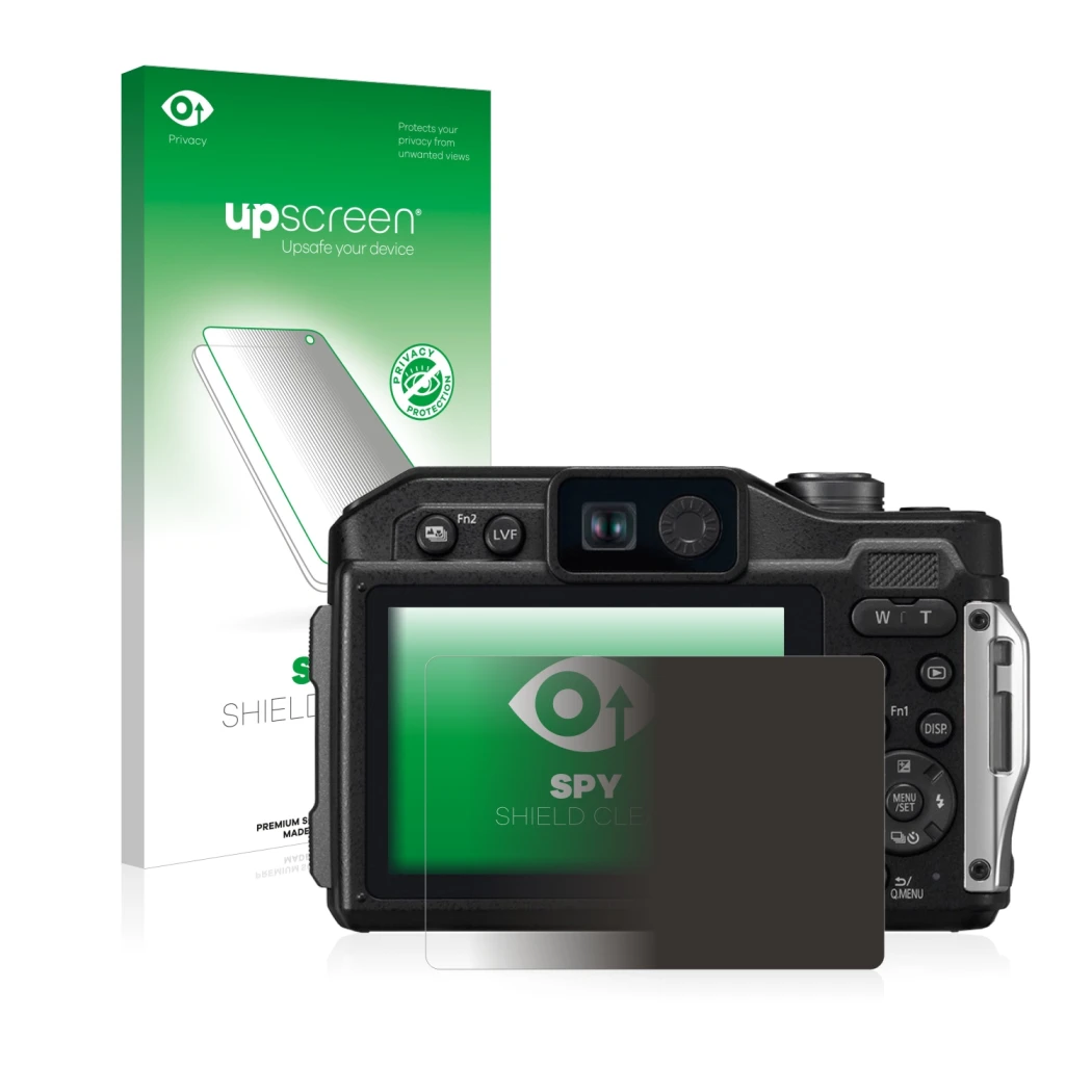 Front side of a product packaging with the brand logo upscreen. Next to it is the device Panasonic Lumix DC-FT7 shown with the