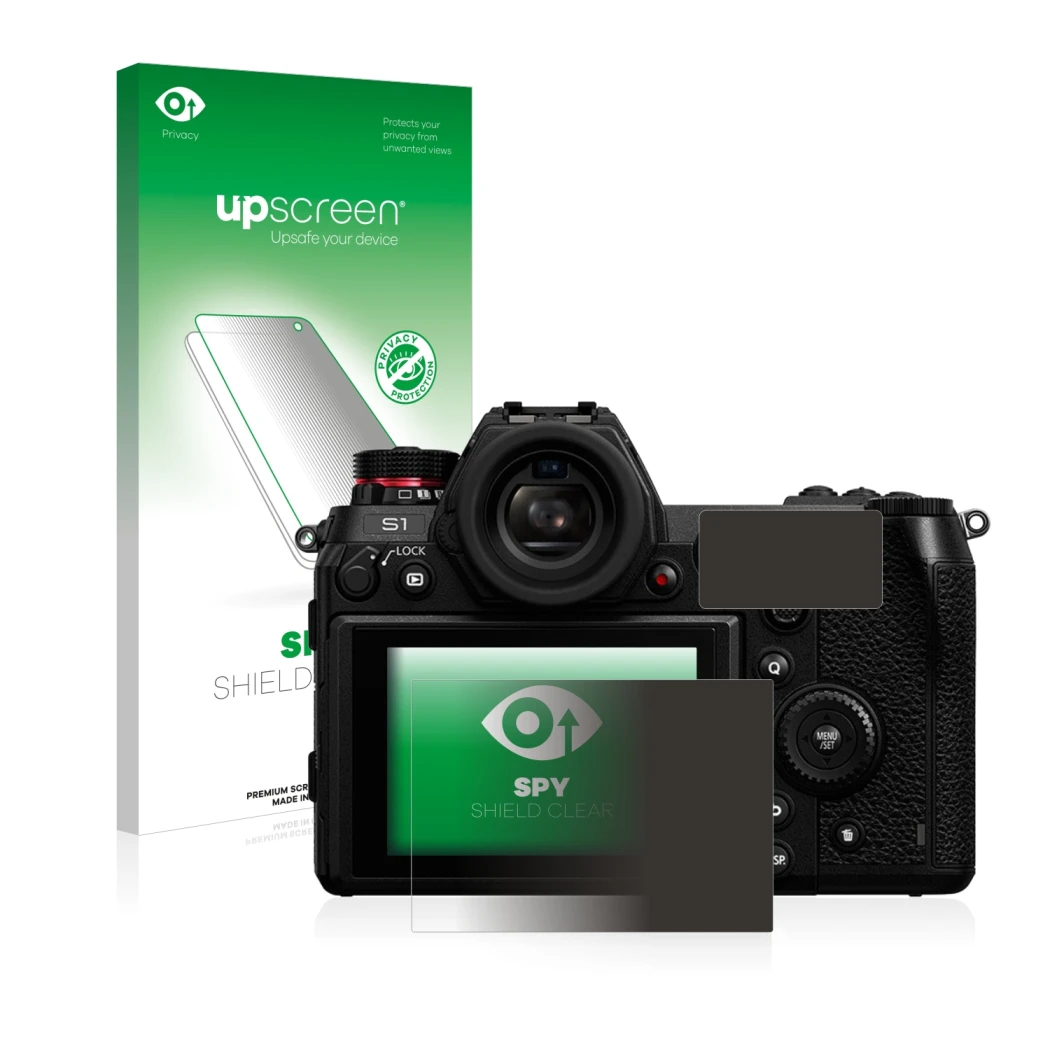 Front side of a product packaging with the brand logo upscreen. Next to it is the device Panasonic Lumix DC-S1 shown with the 