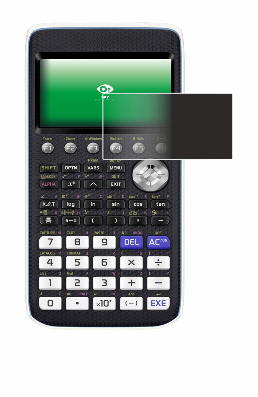 Image of the device Casio FX-CG50 with a wide variety of screen protectors.