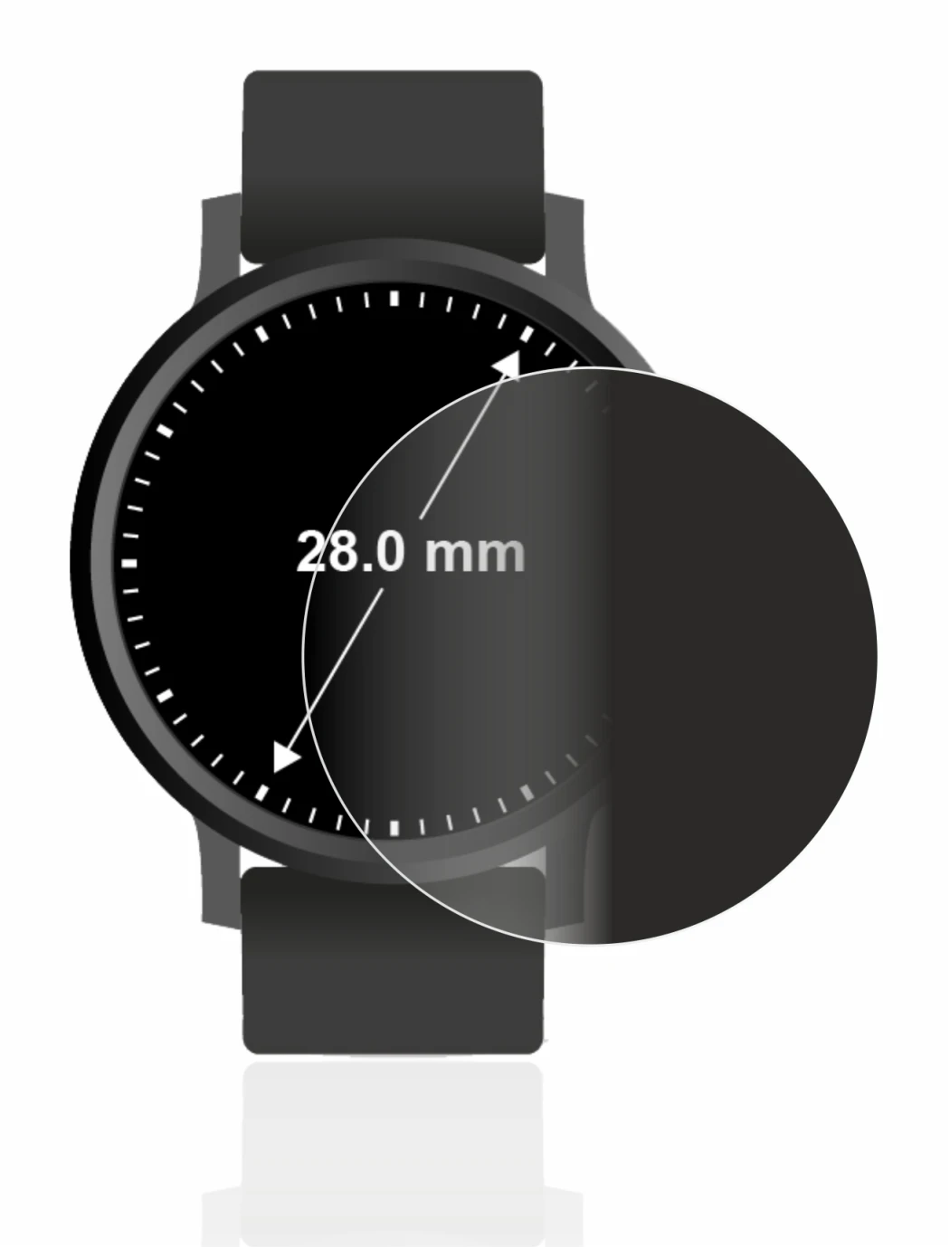 Image of the device Circular Displays (ø: 28 mm) with a wide variety of screen protectors.