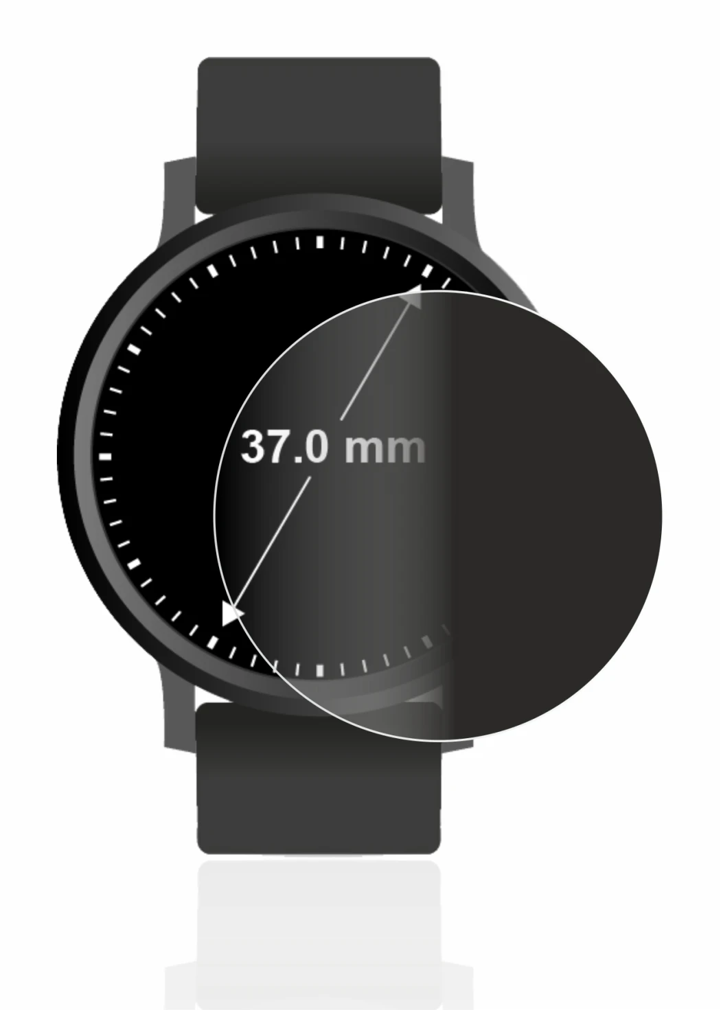 Image of the device Circular Displays (ø: 37 mm) with a wide variety of screen protectors.