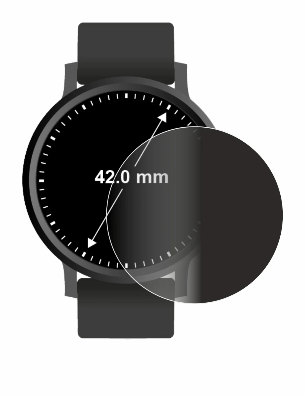 Image of the device Circular Displays (ø: 42 mm) with a wide variety of screen protectors.