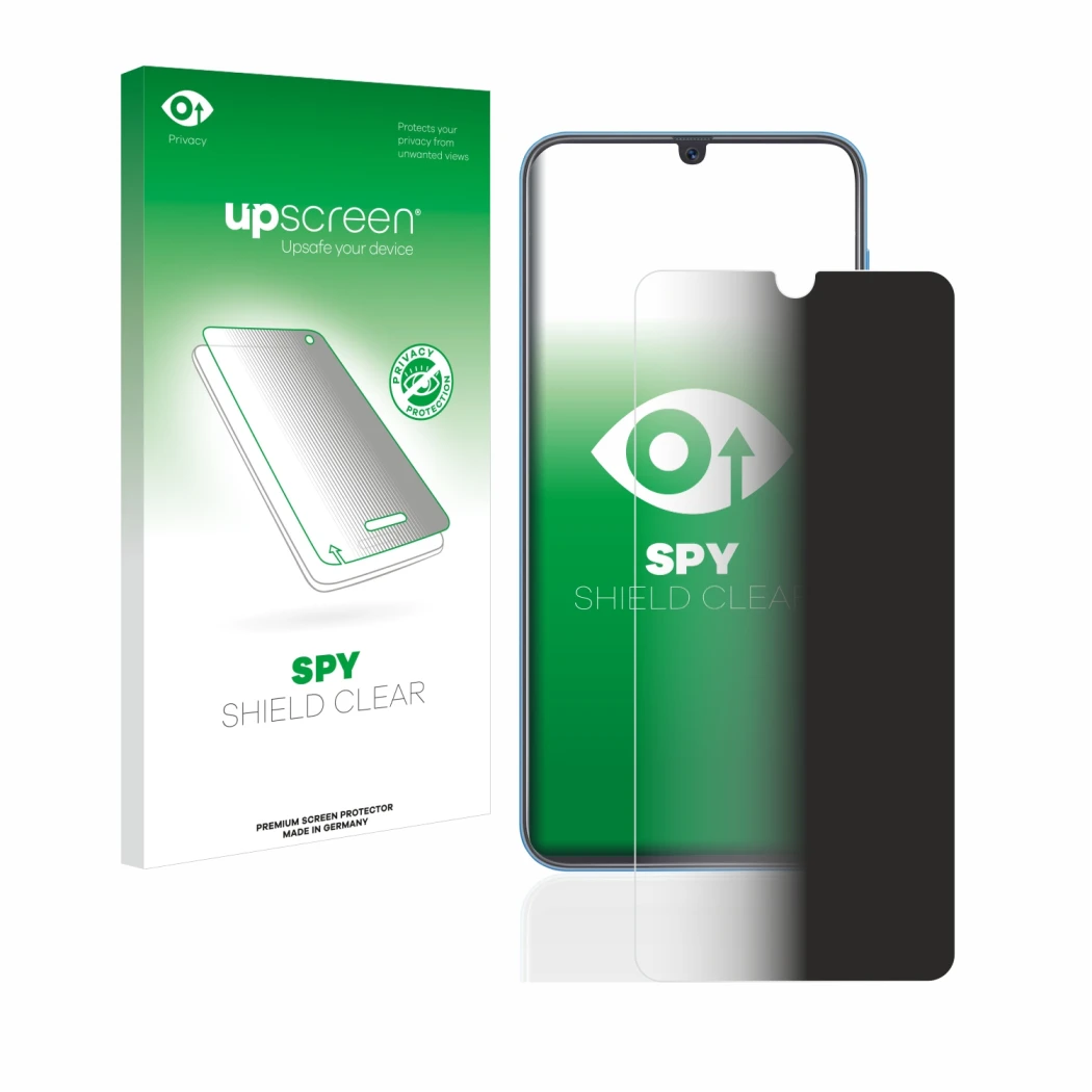 Front side of a product packaging with the brand logo upscreen. Next to it is the device Samsung Galaxy A40 shown with the cor