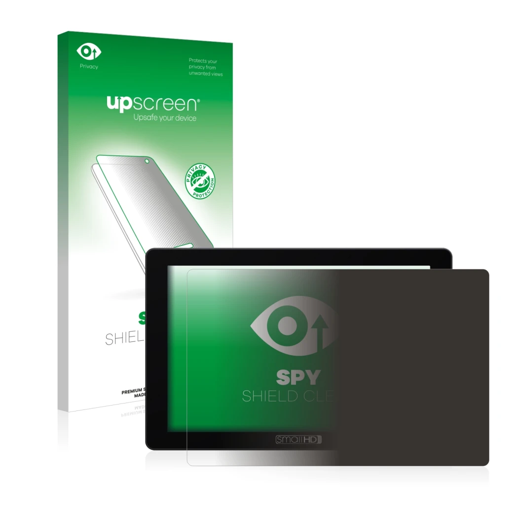 Front side of a product packaging with the brand logo upscreen. Next to it is the device SmallHD 702 Touch shown with the corr