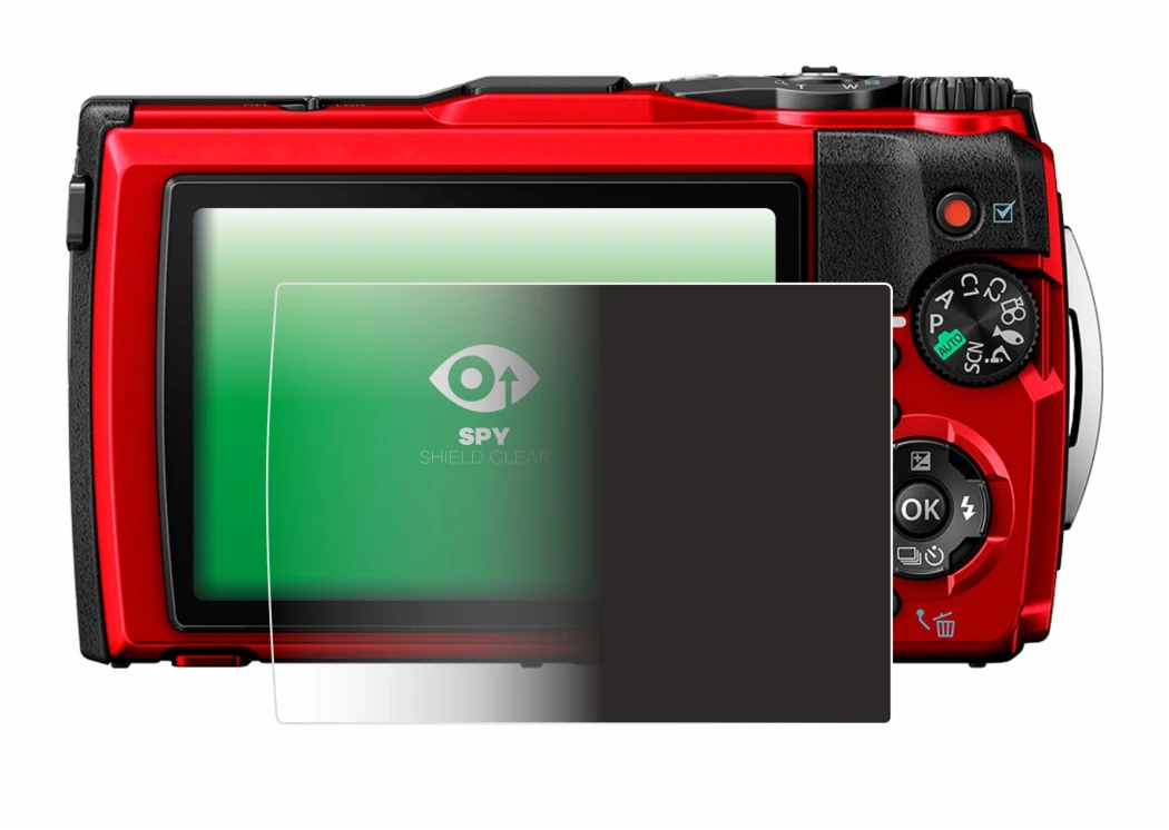 Image of the device Olympus Tough TG-6 with a wide variety of screen protectors.