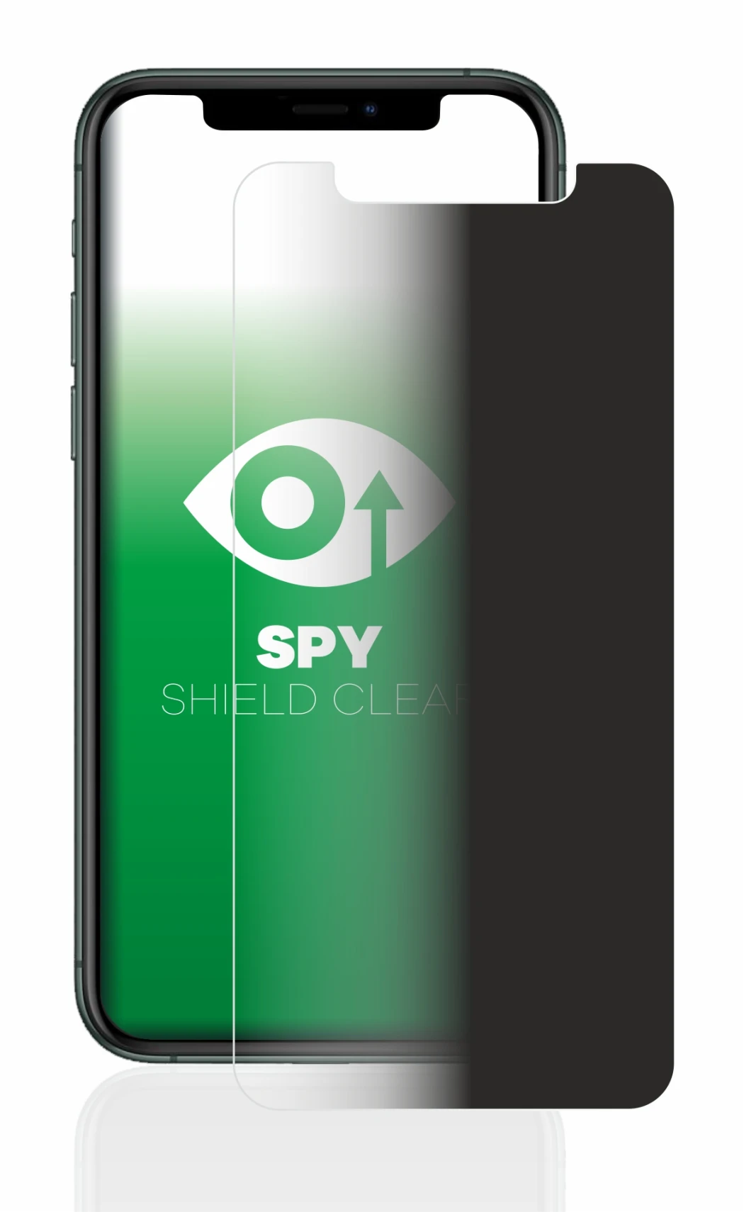 Image of the device Apple iPhone 11 Pro with a wide variety of screen protectors.