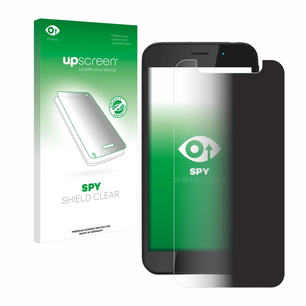 Front side of a product packaging with the brand logo upscreen. Next to it is the device Shiftphones Shift5me shown with the c