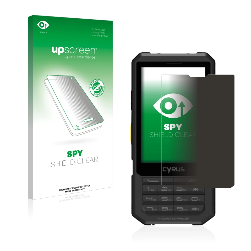 Front side of a product packaging with the brand logo upscreen. Next to it is the device Cyrus CM 17 Hybrid shown with the cor
