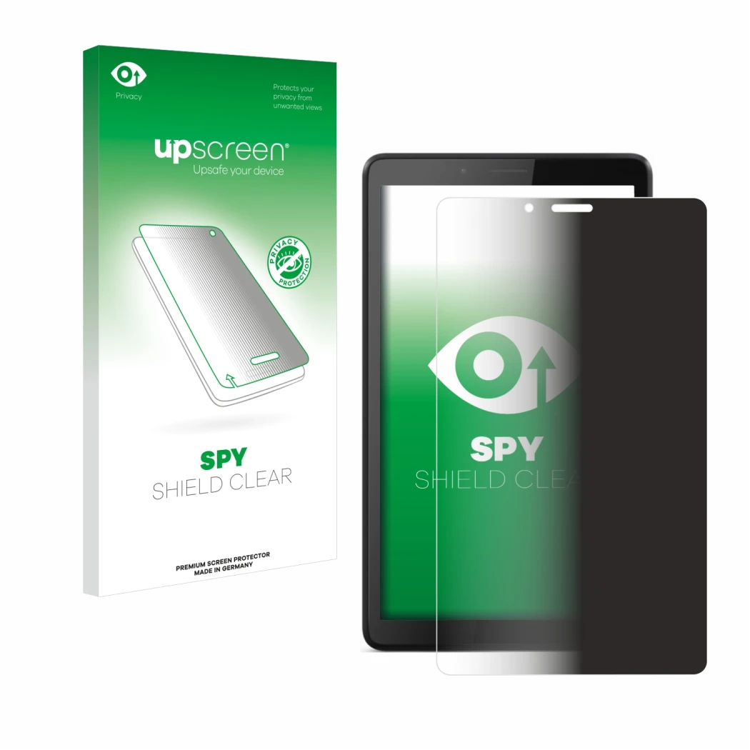 Front side of a product packaging with the brand logo upscreen. Next to it is the device Lenovo Tab M7 shown with the correspo