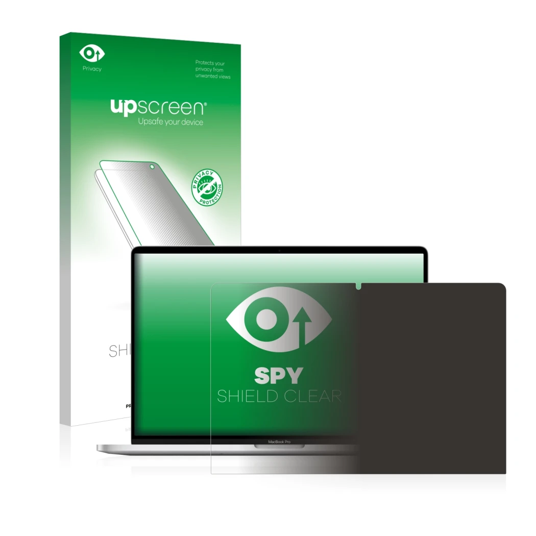 Front side of a product packaging with the brand logo upscreen. Next to it is the device Apple MacBook Pro 16