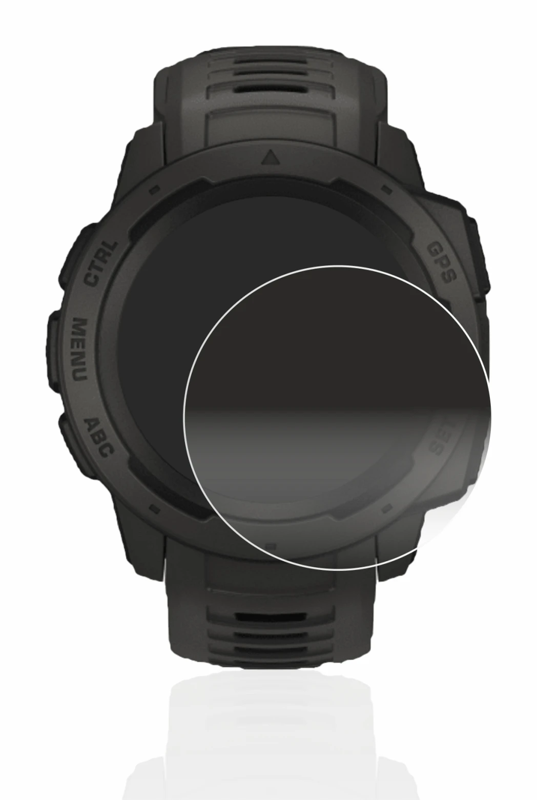 Image of the device Garmin Instinct Solar with a wide variety of screen protectors.