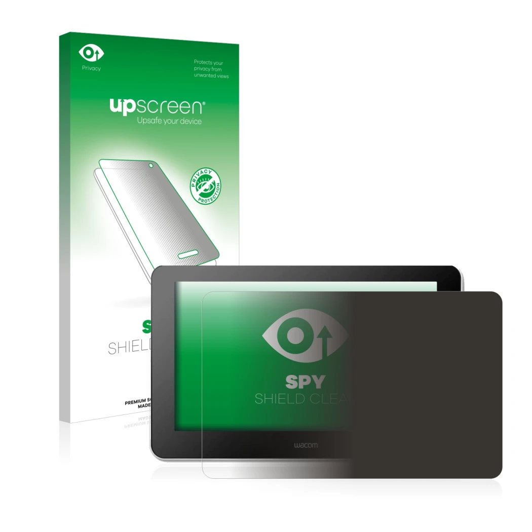Front side of a product packaging with the brand logo upscreen. Next to it is the device Wacom One Creative Pen Display shown